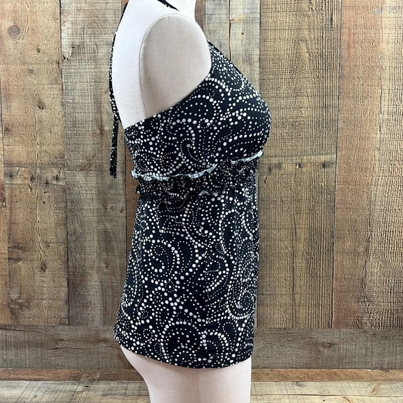A Pea In The Pod Black White Paisley Maternity Halter Tankini Top Womens Small - Picture 4 of 6